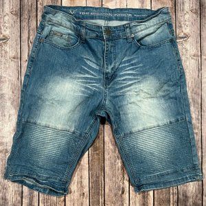 V1969 Abbigliamento Sportivo SRL Stretch Moto Shorts 30x12 Blue Denim Mens